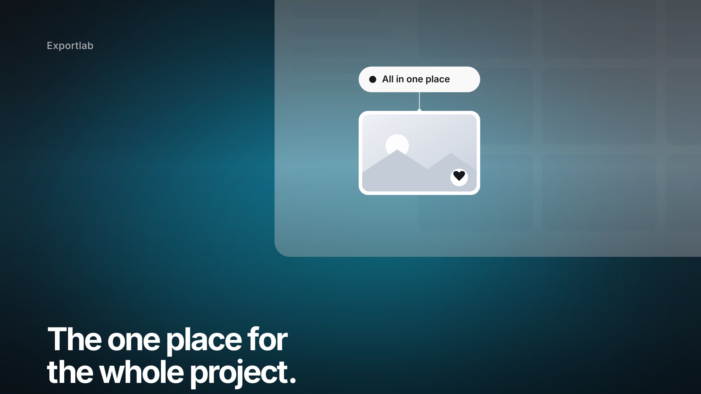 Client portal for photographers – one highlighted gallery tile labeled ‘All in one place’ in front of the portal interface