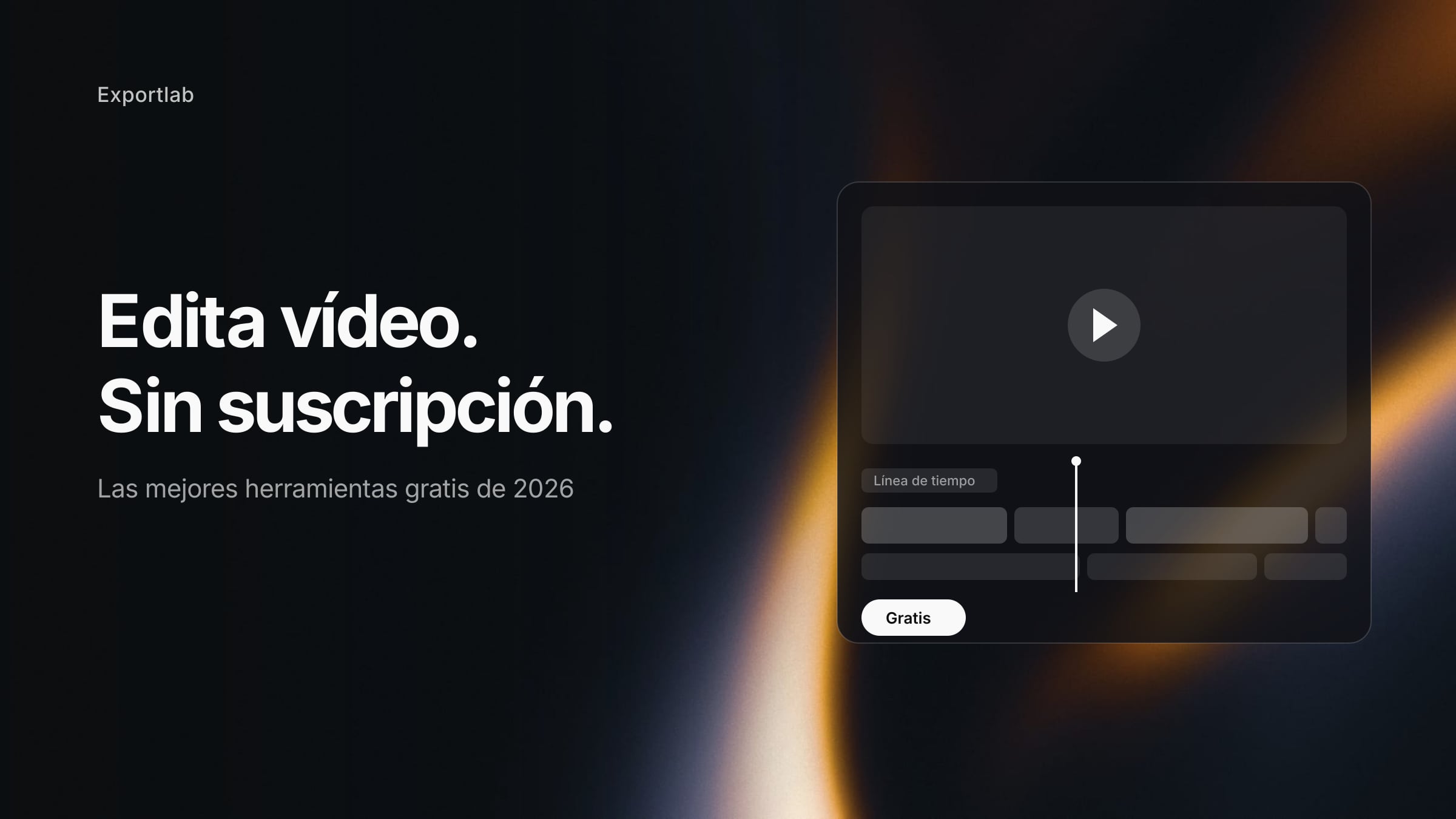Cinco iconos de programas de edición sobre una línea de tiempo, el gratuito destacado en el centro