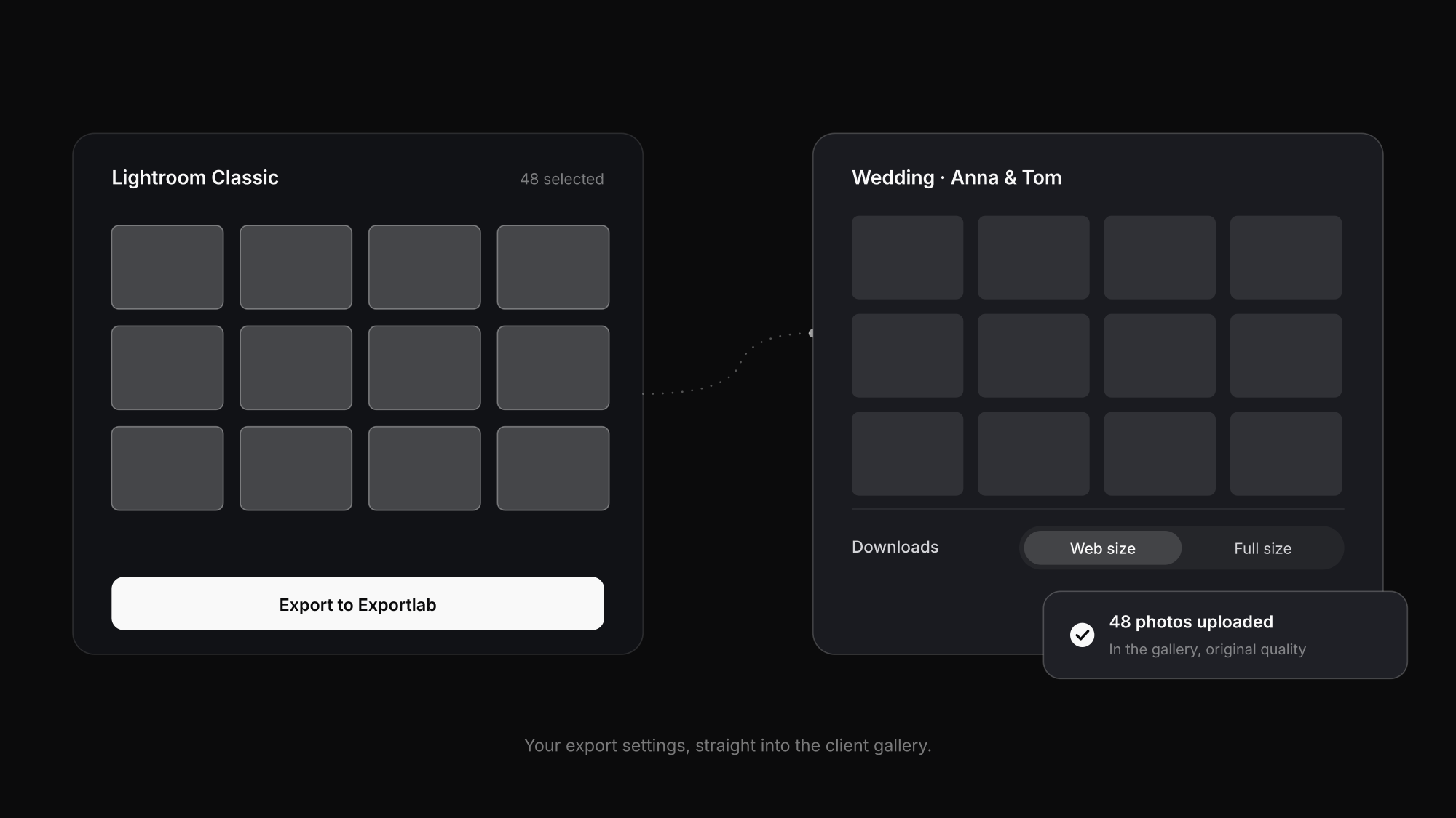 Exporting from Lightroom Classic straight into a client gallery with the Exportlab plugin