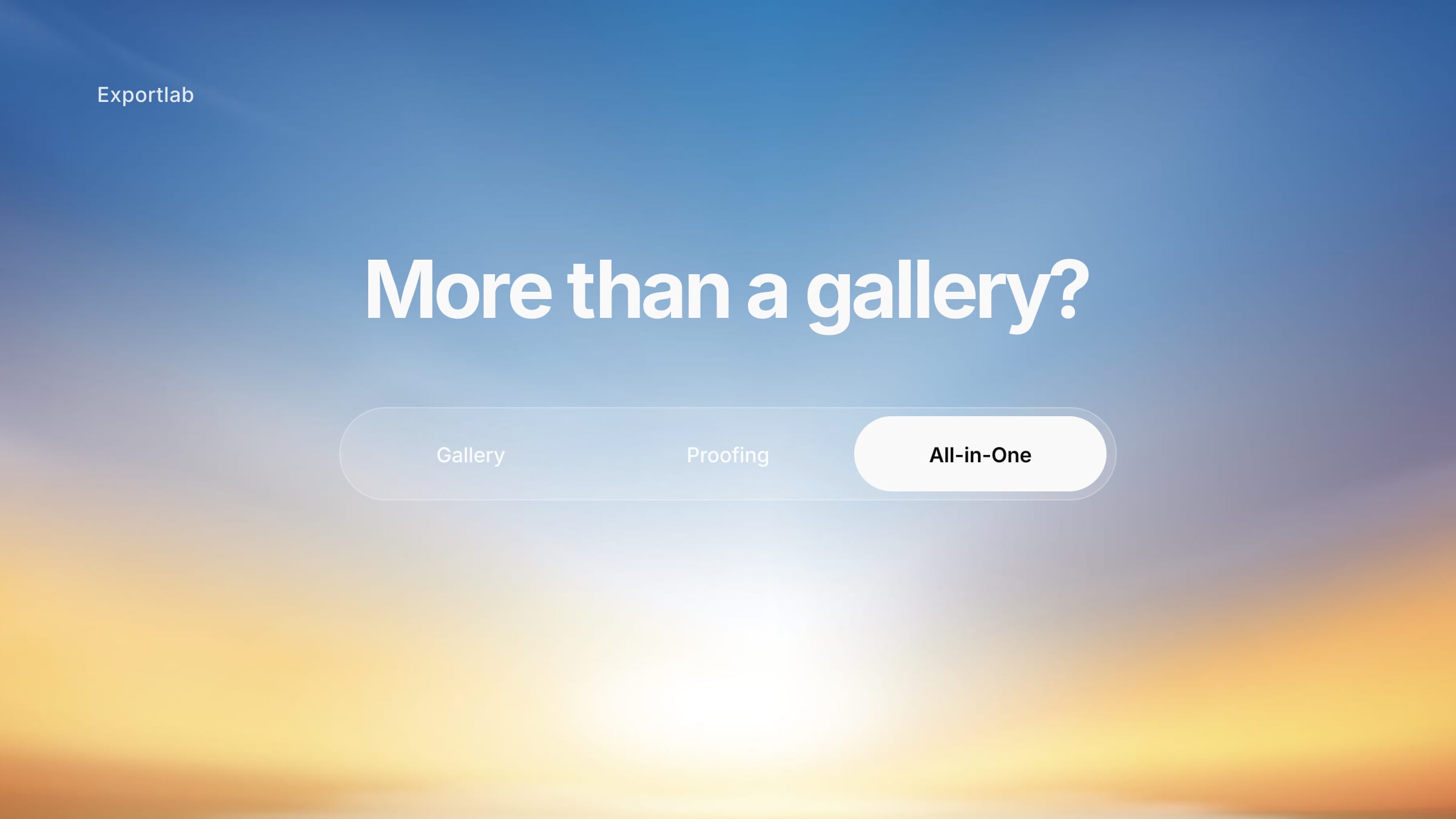 More than a gallery? – segmented control with gallery, proofing and highlighted all-in-one over an evening sky
