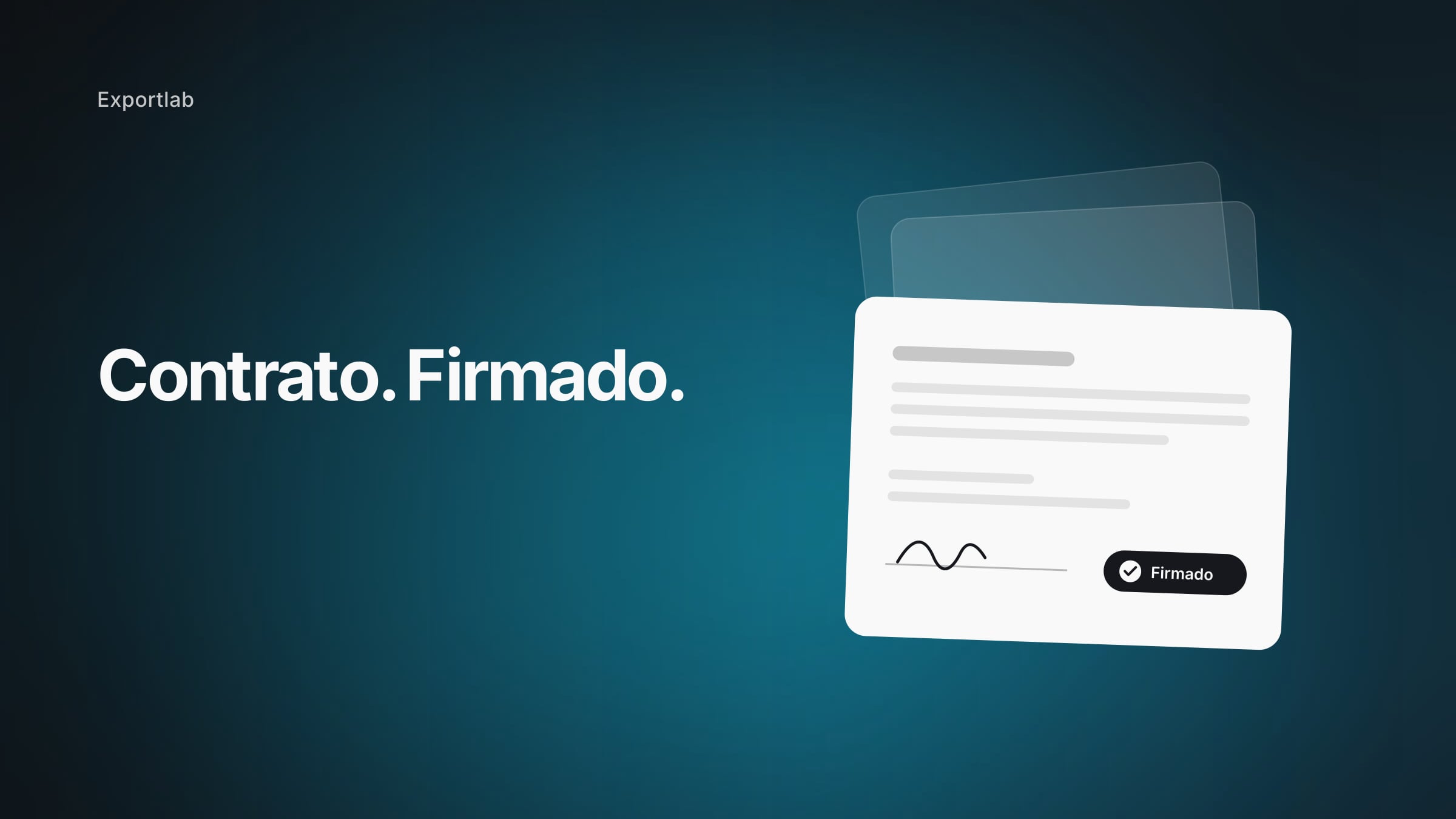 Contrato de fotografía – titular con una tarjeta de contrato firmada digitalmente sobre fondo oscuro