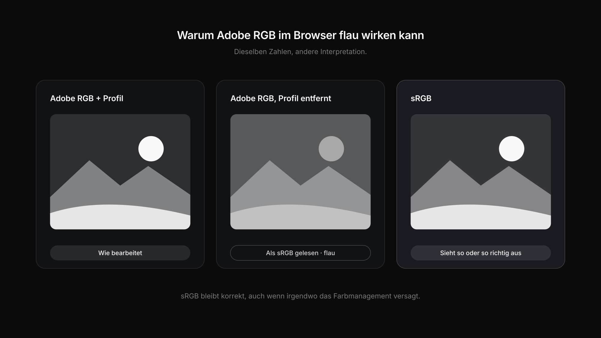 Warum Adobe-RGB-Bilder im Browser flau wirken, wenn das Farbprofil entfernt wurde