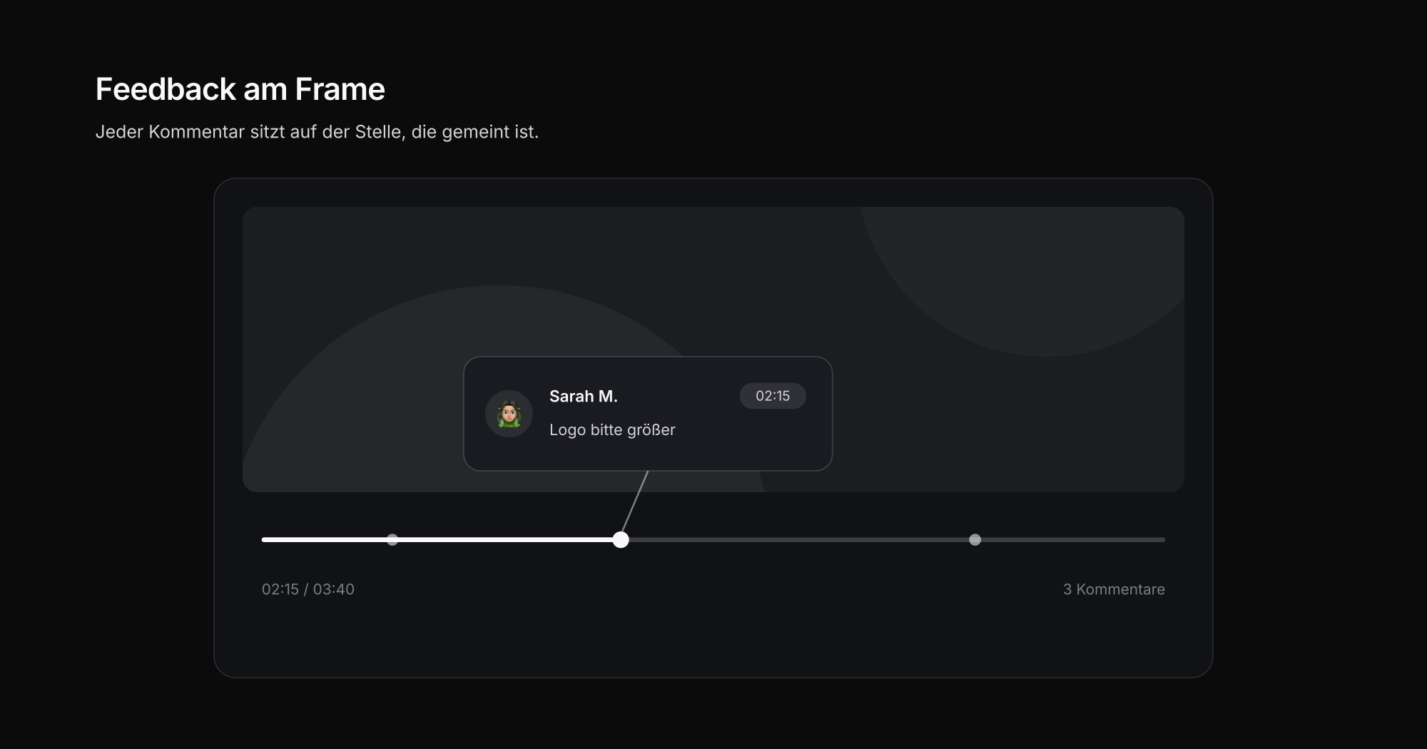 Frame-genaue Kommentare als Pins auf der Video-Timeline im Review-Player