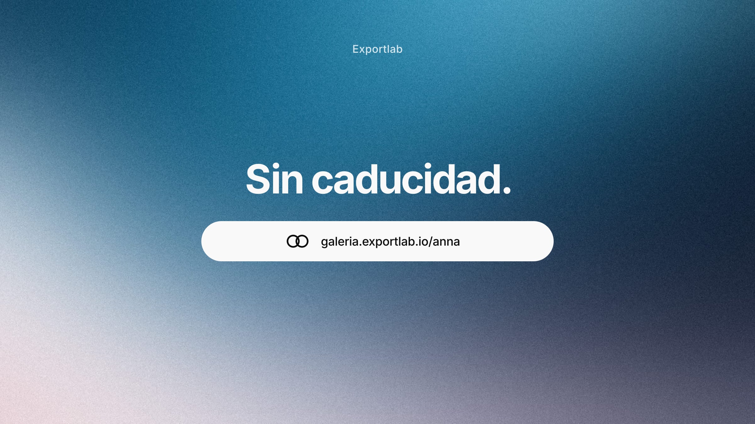 Sin caducidad – enlace permanente a la galería en una píldora blanca sobre degradado azul