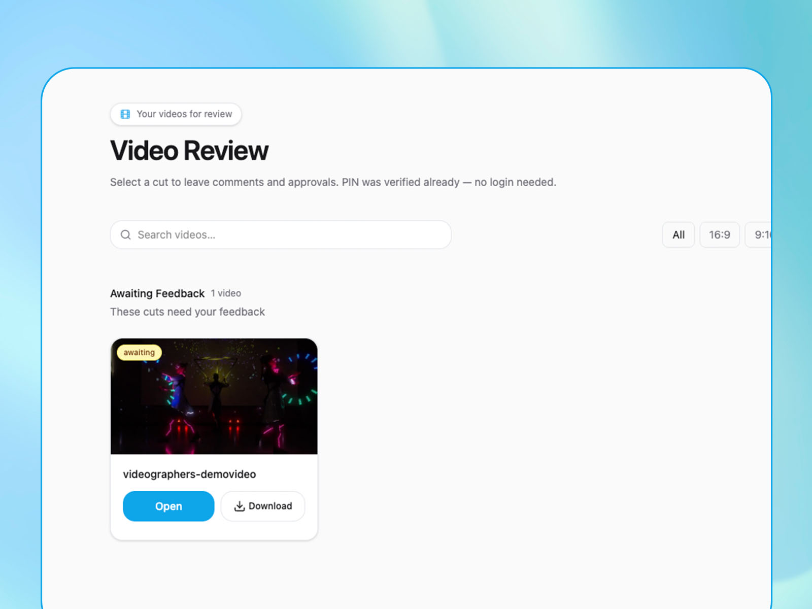 Clear overview of multiple videos