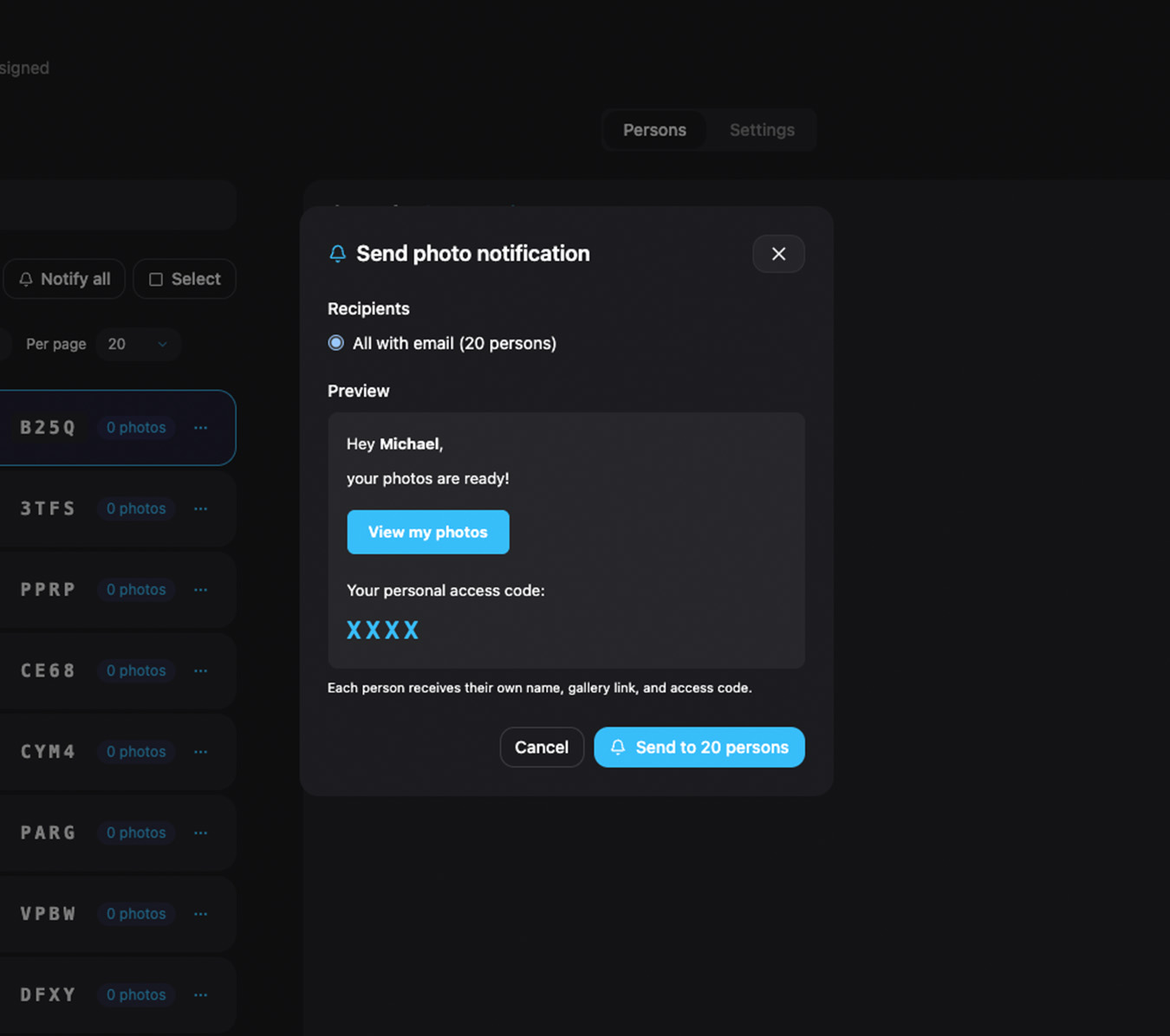 One-Click Notifications showcase