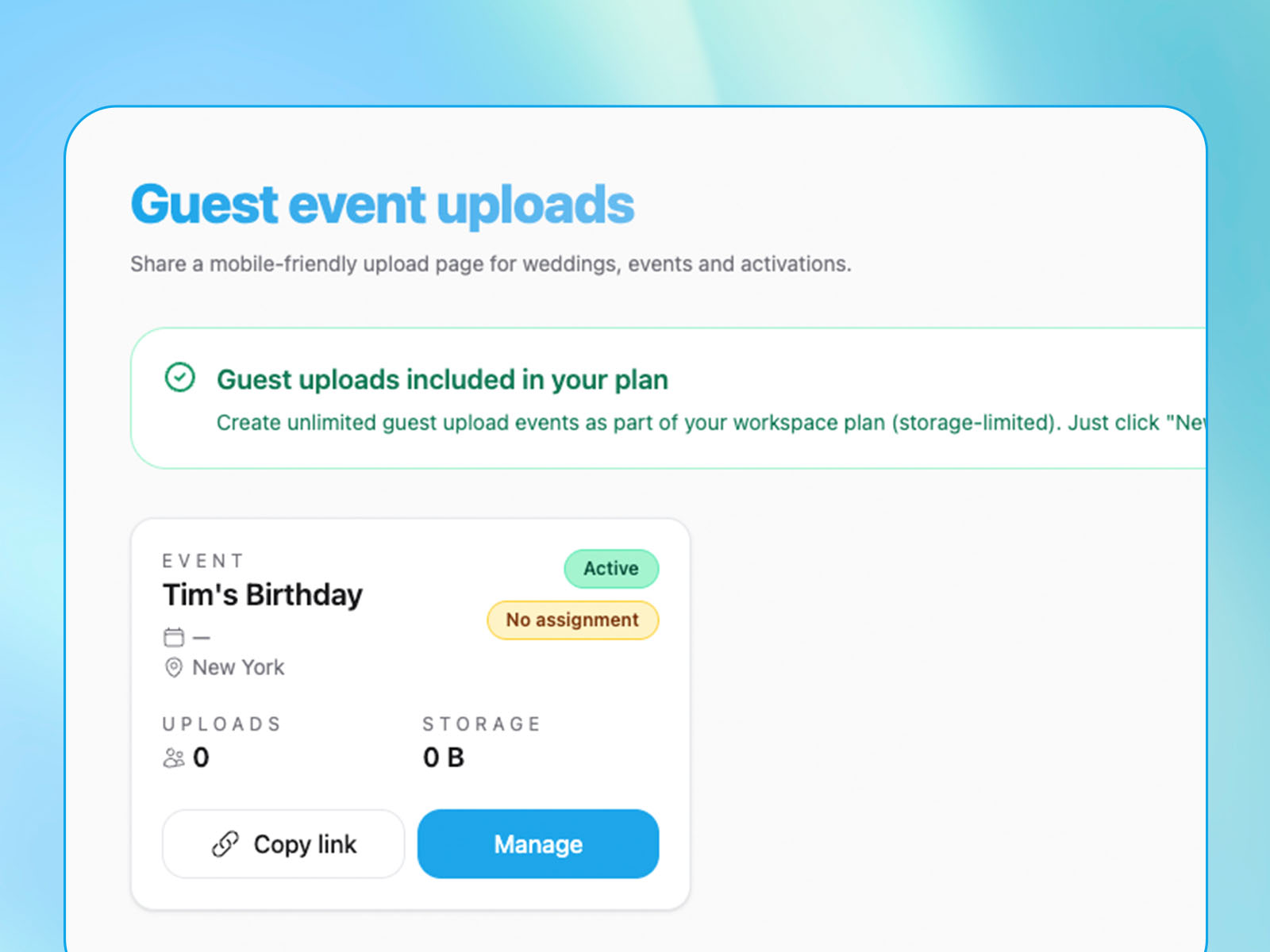 Guest Upload included in plan