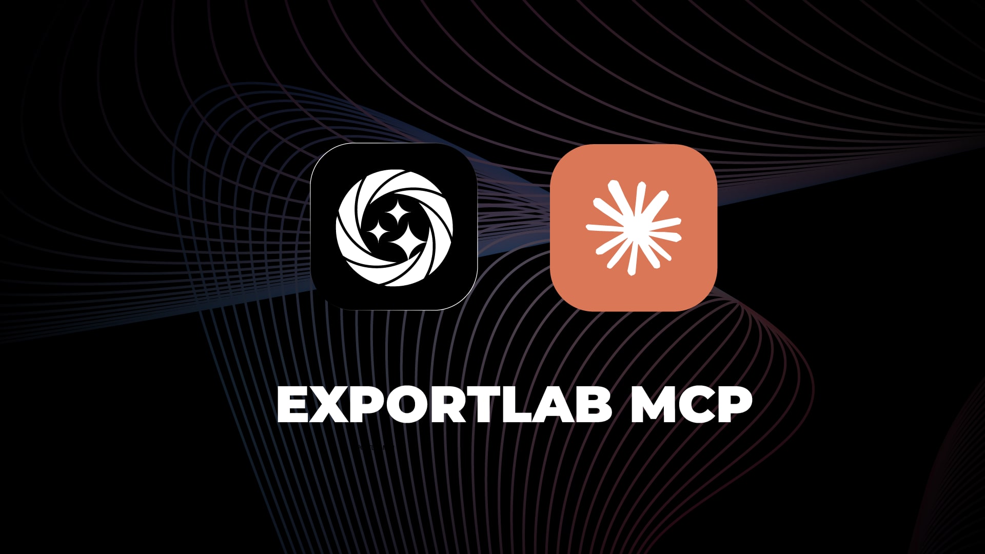 Exportlab MCP: the Exportlab and Claude app icons side by side on a dark wave graphic