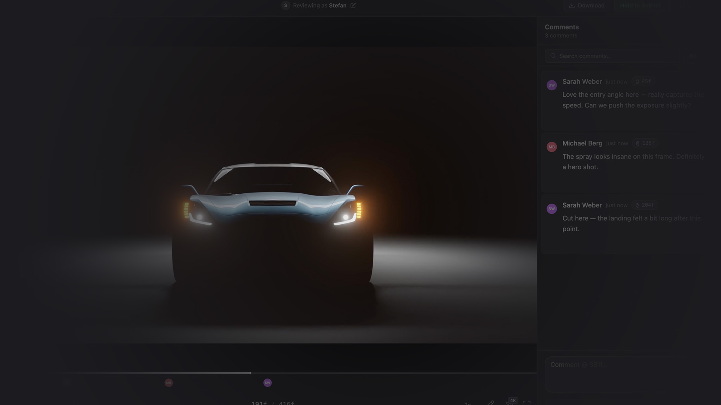Feedback view in Exportlab